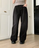 Kilo Black Stripe Long Wide Denim Pants