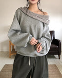 Mio Drape Hood Off-Shoulder Sweatshirt