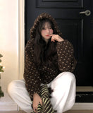 Sage Dot Boucle Hood Zip-Up