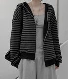 Robe Reversible Striped Hooded Zip-Up