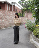 [Belt set] Syoti low rise cut pocket wide bootcut cotton pants