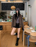 Dirt incision dyeing semi crop jacket
