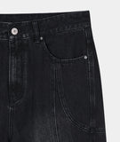 SNAP BIKER DENIM PANTS