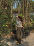Poten Washing Balloon Pintuck Wide Pants
