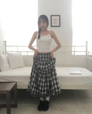 Kawi Frill Check Cancan Long Skirt