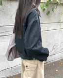 Mizen Collar Pocket Washed Denim Jacket