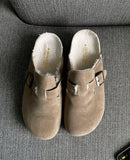 Suede fur sandals