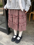 Burmil check midi banding skirt