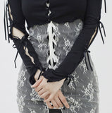 Jellio Sleeve Slit String Cardigan
