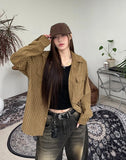 Kuz Herringbone Suede Shirt