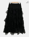 Aubeuren Frill Tiered Long Skirt