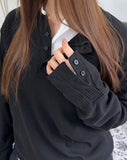 Karen Button Henley Neck Ribbed Knit