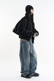 Drawstring wide denim pants