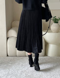 Roca Suede Pleated Banding Skirt
