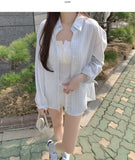 Loose-Fit Stripe Softly Cotton Check Shirt