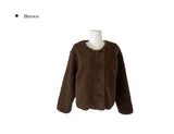Boker Two Button Fluffy No Collar Fur Jacket