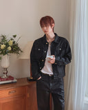 Kanto Coated Black Denim Trucker Jacket
