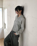 Homer Dot Raglan Two-Way Zipper Long Sleeve Hood Zip-Up