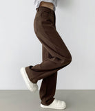 Golden corduroy velor fleece brushed long wide pants