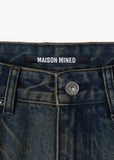FRONT LINE WASHED DENIM PANTS