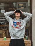America Crop Hooded Zip-Up