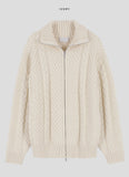 Merinoul twist zip-up cardigan