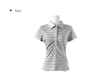 Weedon Shirring Stripe Collar Short Sleeve T-shirt
