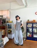 Dilte Check Flower Sleeveless Blouse