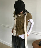 UNBALANCE SLIT SHIRRING T