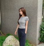 Slim Fit Plain Layered Slender Short Sleeve T-shirt