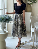 Lora Toile Pattern Flare Banding Skirt