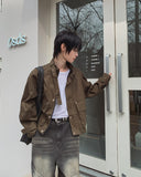Flip Belt Crop Bomber Jacket