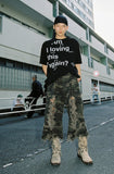 damage washing piercing t-shirt