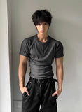 Muscle Fit Henley Neck Short Sleeve Knit