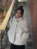 Bart High Neck Button Fur Jacket
