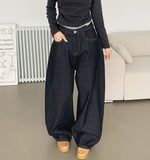 Raw Balloon Fit Volume Long Wide Denim Pants
