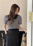 Romans Collar Color Matching Stripe Knit
