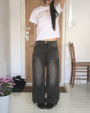Rudian Back Banding Wide Denim Pants
