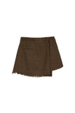 Roses Check Fringing Short Skirt