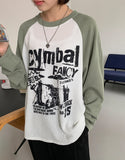 [unisex] Luleu color matching printing over knit long sleeve tee