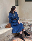 Happiness Denim Shirt Long One Piece (Belt Set)