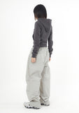 Eyelet 2-way short hood zip-up