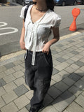 Apol Tie Crop Puff Blouse