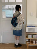 Peoto Check Over Wrinkle Shirt