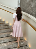 Michelle Tie Color Matching Tulip Flare Long One Piece
