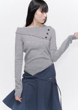 Oblique line button knit