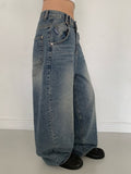Bowling Hem Snap Wide Washing Denim Pants