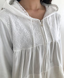 Nova Flower Lace Hooded Zip-up