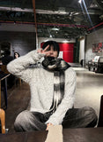 Silver gray angora knit