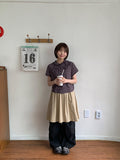 Cueheu Banding Flare Midi Skirt
